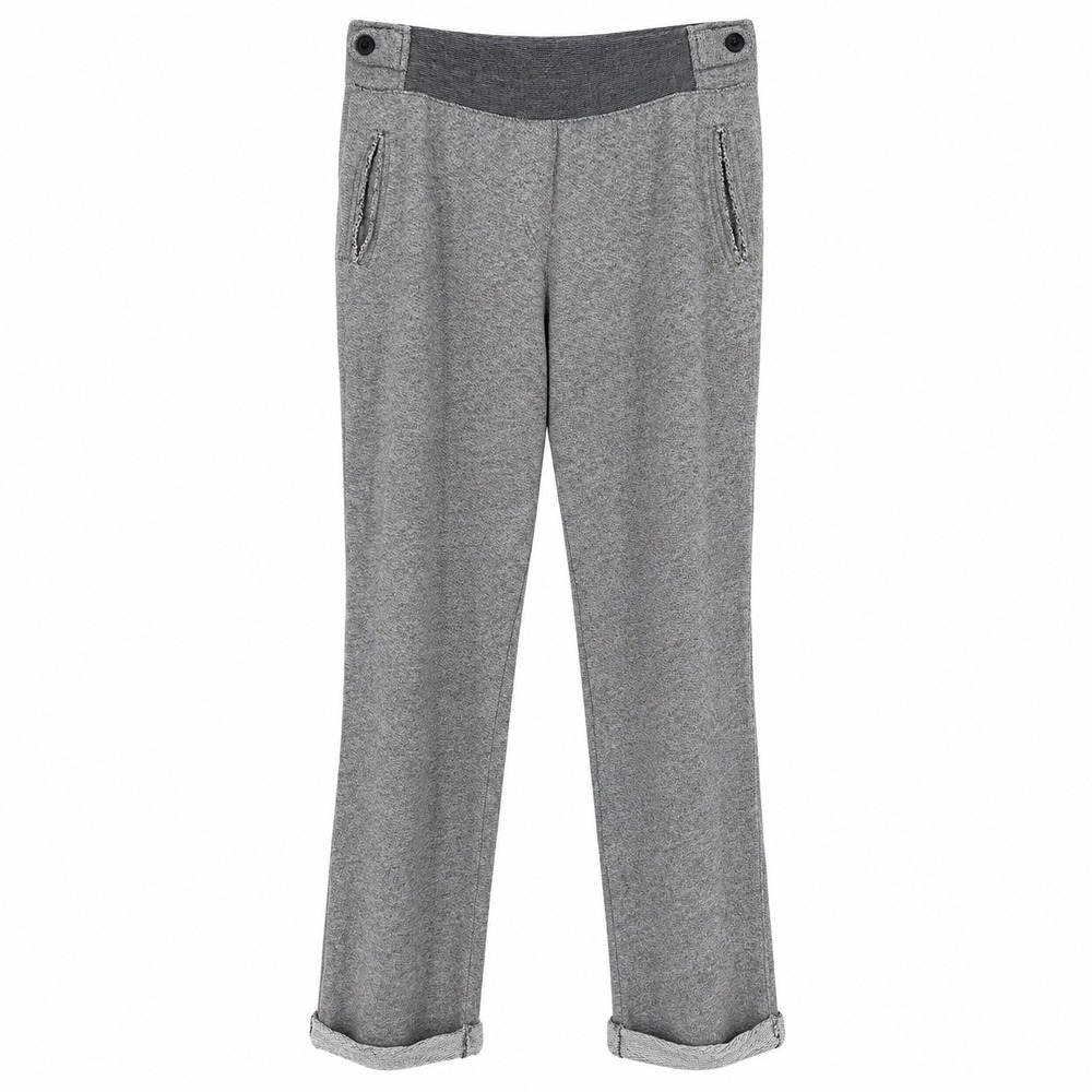 ATM Cuffed French Terry Pants Heather Gray Elastic Waist Straight Leg Cropped 6